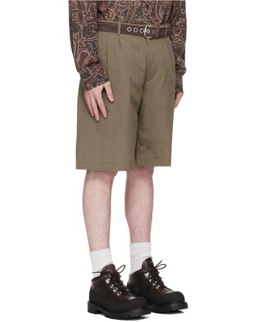 Our Legacy Green Pleated Tailored Shorts for men