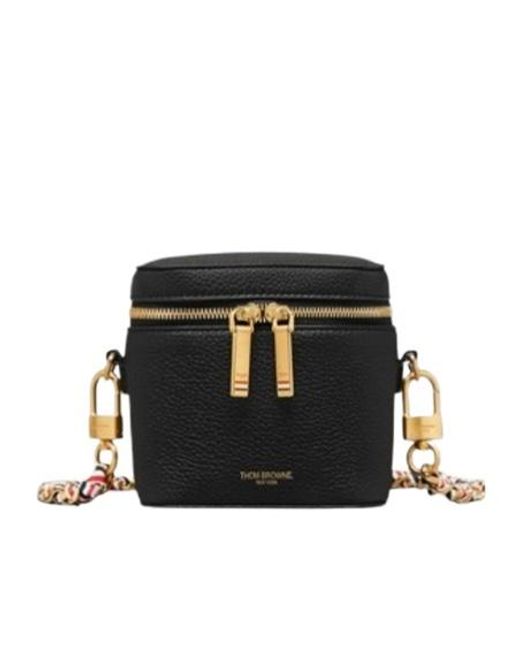 Thom Browne Black Leather Cross Body Bag