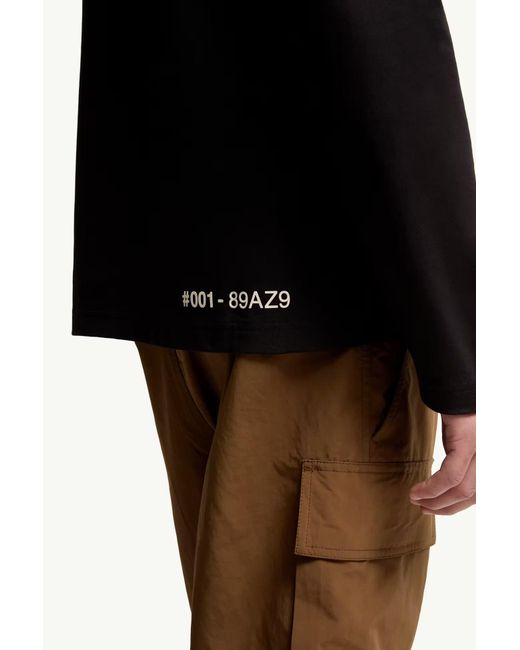 Moncler Black Logo Long Sleeve Cotton T-Shirt for men