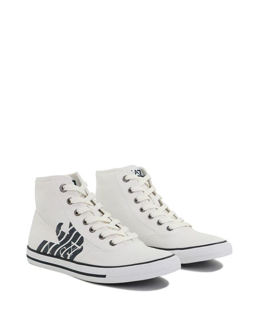 EA7 White Logo High-Top Casual Sneakers for men