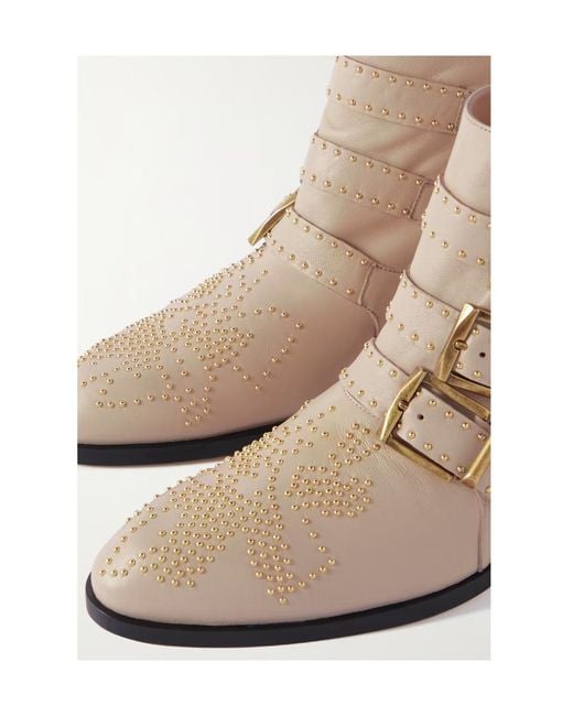 Chloé Brown Susanna Studded Triple-Strap Boots