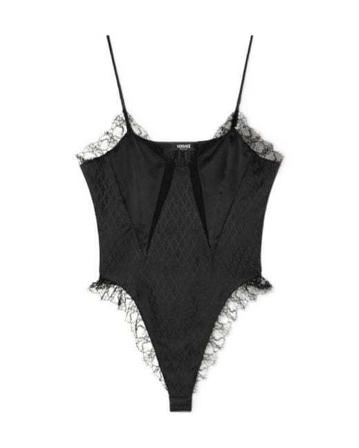 Versace Black Lace-Detailed Bodysuit