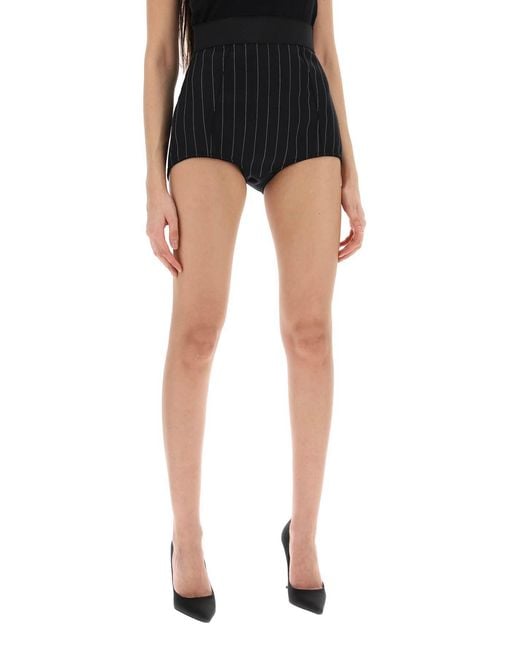 Dolce & Gabbana Black High-Waisted Pinstripe Shorts