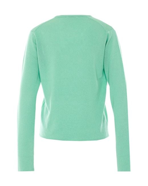 Auralee Green Cashmere Blend Crew Neck Knit Sweater