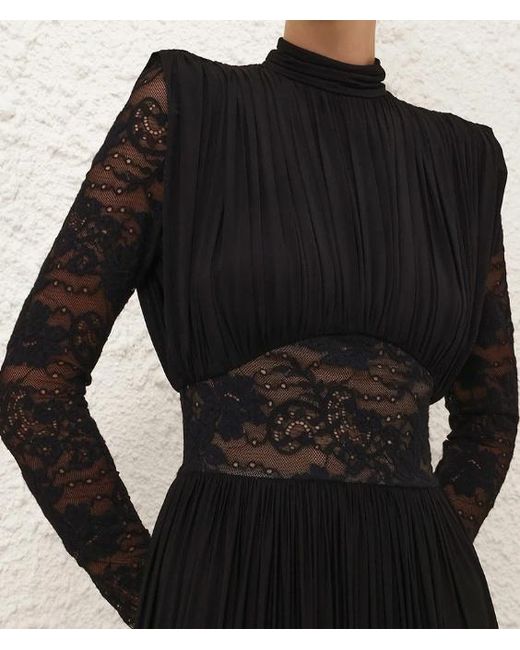 Zimmermann Black Rebellion Lace-Insert Maxi Dress