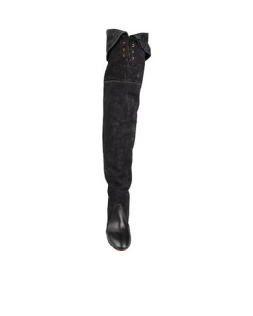 Chloé Black Solid Color Round-Toe Tall Boots