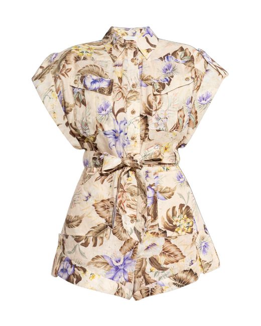 Zimmermann Metallic Floral Pattern Jumpsuit