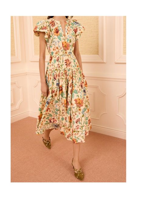 Ulla Johnson Metallic Pleated Midi Dress