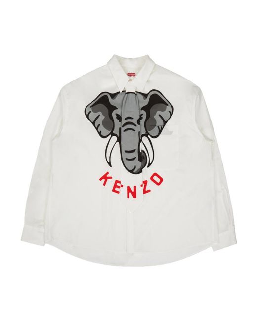 KENZO Gray Elephant Printed T-Shirt for men