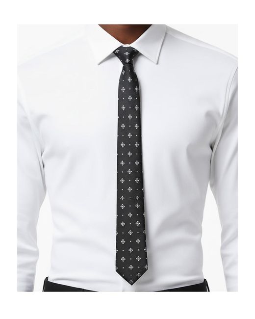 Boss White Jacquard Braided Tie for men