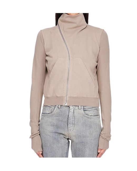 Rick Owens Gray High-Neck Zip-Front Jacket