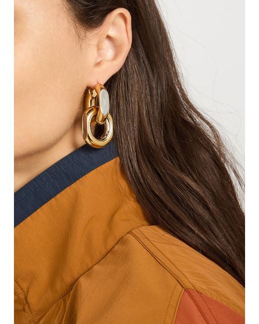 Saint Laurent Metallic Brass Linked Earrings