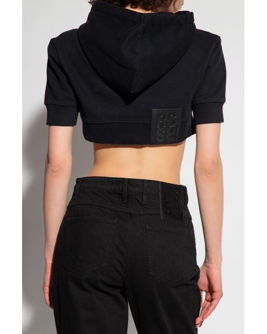 Raf Simons Black Cropped Short-Sleeve Hoodie