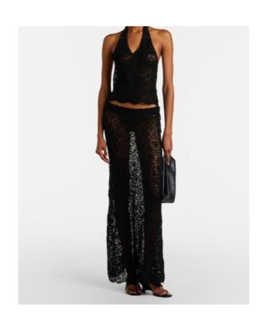 Nili Lotan Black Nika Crochet Cotton Maxi Skirt