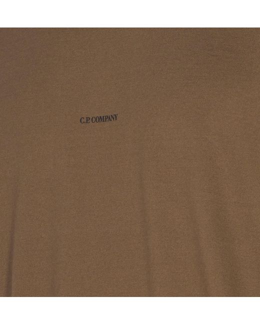 C P Company Brown Gasato Short Sleeved Logo Jersey T-Shirt for men