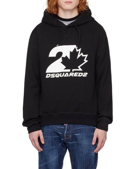 DSquared² Blue Logo-Printed Drawstring Hoodie for men