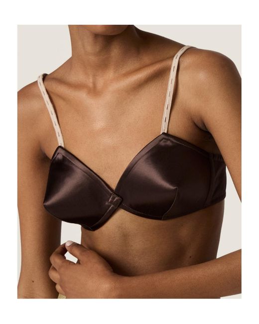 Miu Miu Brown Satin Bra