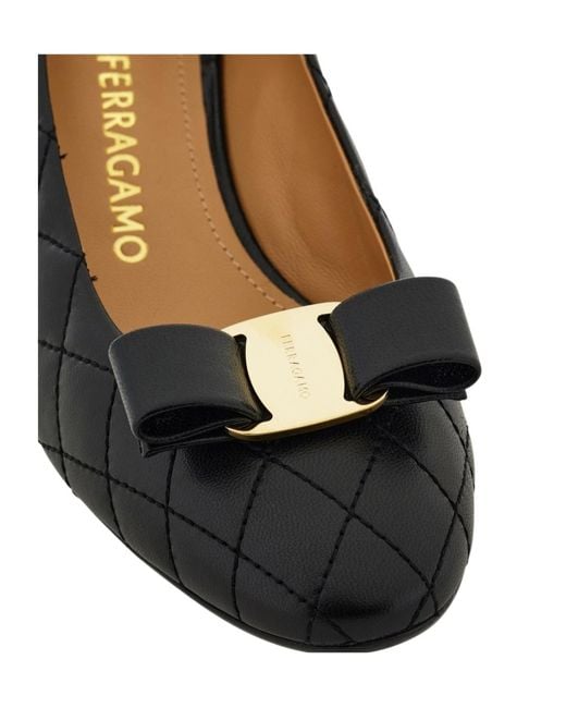 Ferragamo Black Quilted Vara Bow Pump