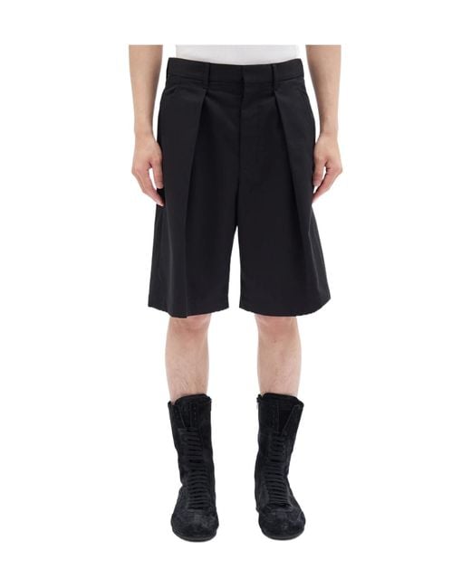 Ann Demeulemeester Black Pleated Shorts for men