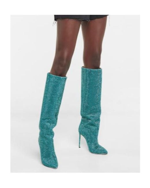 Paris Texas Green Holly Embellished Knee-High Boots