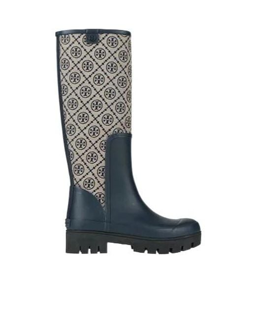 Tory Burch Blue Large Waterproof Rain Boots