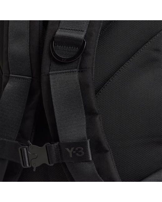 Y-3 Black Staple Logo Printed Backpack for men