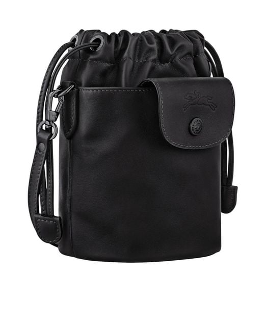 Longchamp Black Drawstring Bucket Bag
