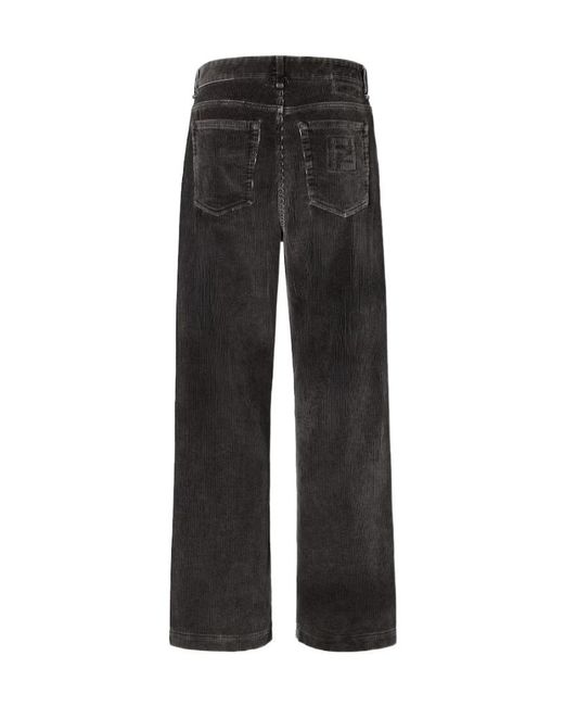 Fendi Black Straight-Leg Corduroy Long Jeans for men