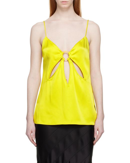 Stella McCartney Yellow Cut-Out Detailed Sleeveless Satin Vest