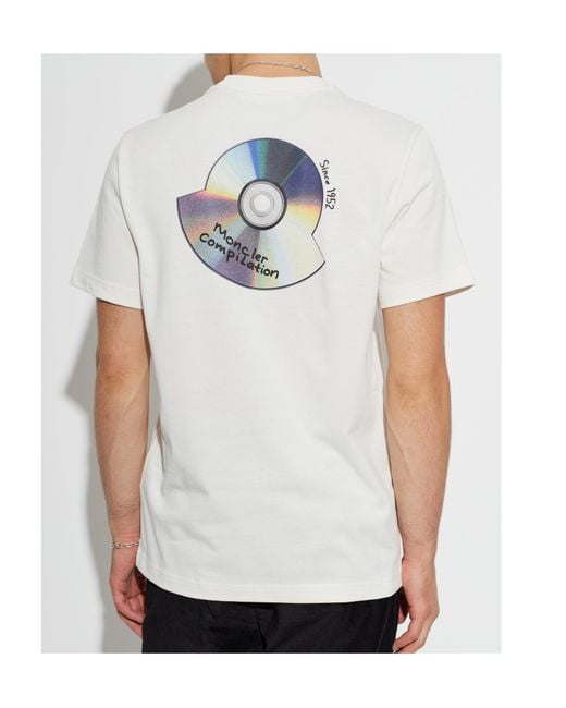 Moncler White Short-Sleeved T-Shirt for men