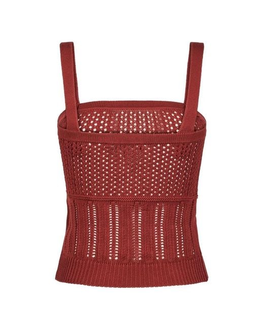 Max Mara Red Sleeveless Knitted Top