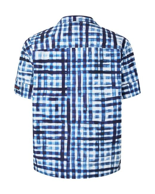 Bottega Veneta Blue Check Short-Sleeved Shirt for men