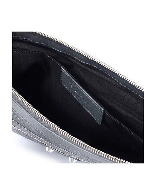 Balenciaga Black Dark Zipper Logo Handbag for men