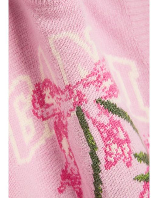 Ganni Pink Cherry Pattern Wool Vest
