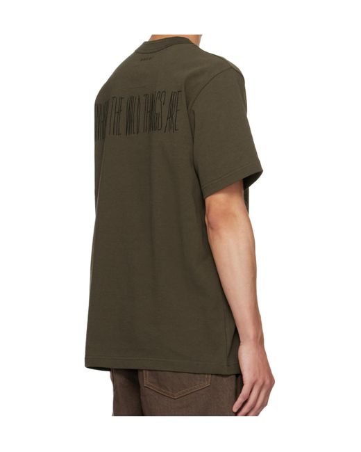 Sacai Green Crew Neck Short Sleeve T-Shirt for men