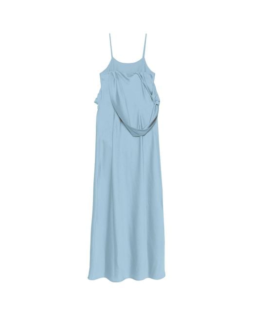 D.exterior Blue Draped Slip Dress