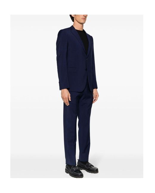 Emporio Armani Blue Single-Breasted Virgin Wool Suit for men