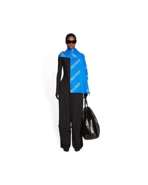 Balenciaga Blue All-Over Logo Scarf