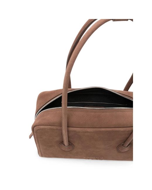 MARGE SHERWOOD Brown Structured Leather Shoulder Bag