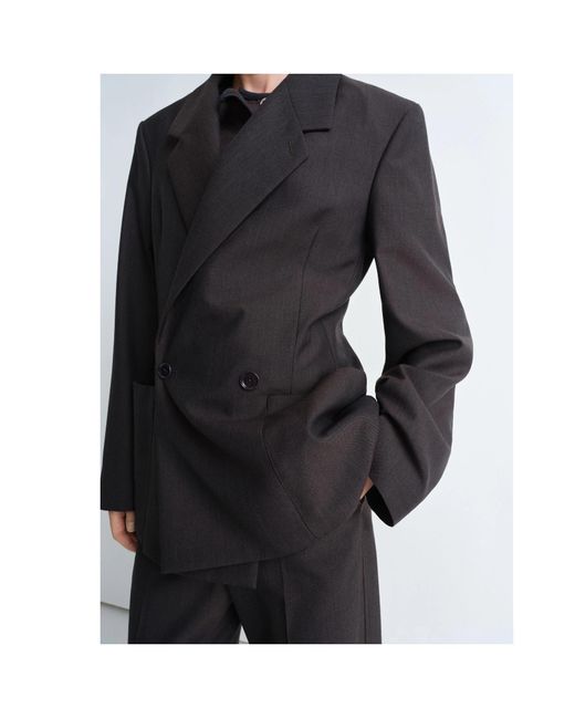 Lemaire Black Long-Sleeved Double-Breasted Blazer