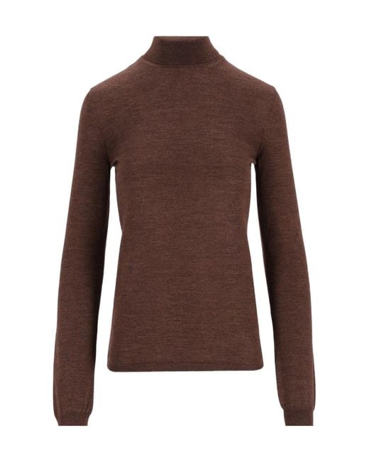 Maison Margiela Brown Long-Sleeve High-Neck Top