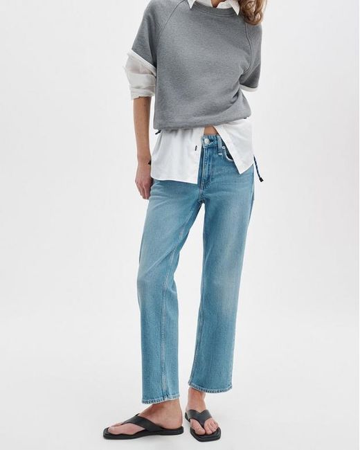 Rag & Bone Blue Faded Straight-Leg Jeans