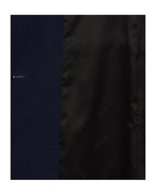 MSGM Blue Central-Fastening Blazer Jacket