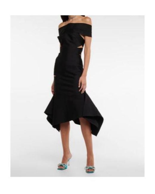 Alexandre Vauthier Black Off-Shoulder Knit Midi Dress