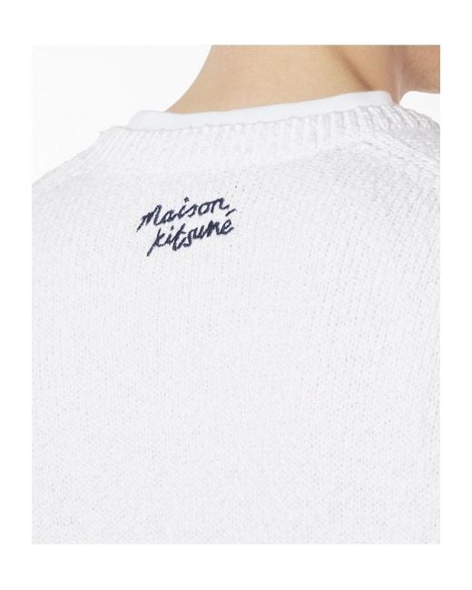 Maison Kitsuné White Maison Kitsuné Abstract Daisy Intarsia Jumper for men