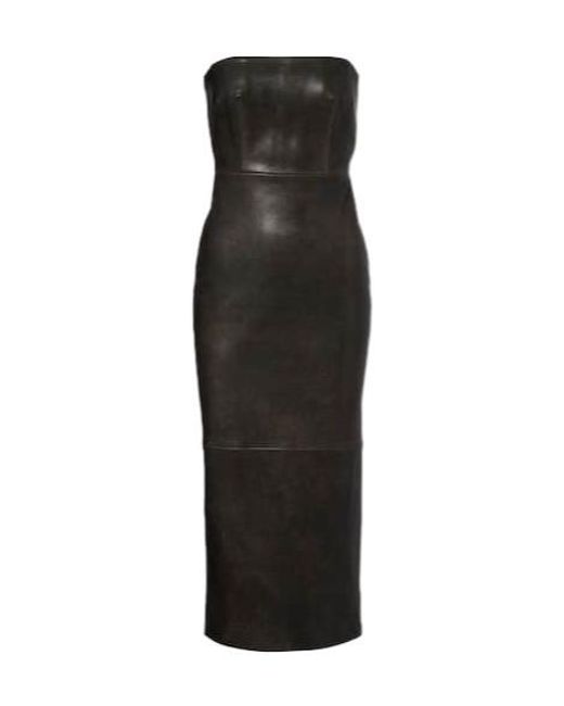 Alex Perry Black Leather Midi Dress
