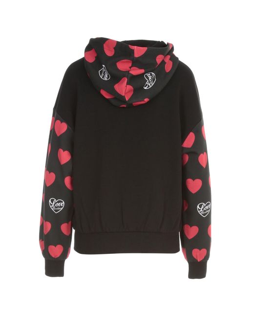 Moschino Black Heart-Logo Print Hoodie