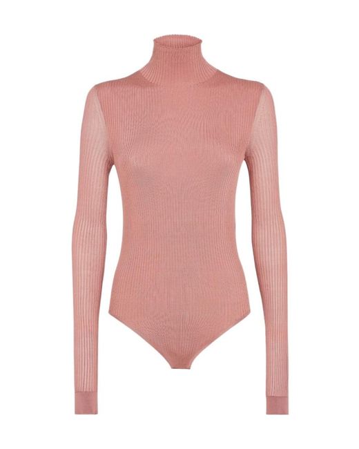 Fendi Pink Turtleneck Long-Sleeve Bodysuit