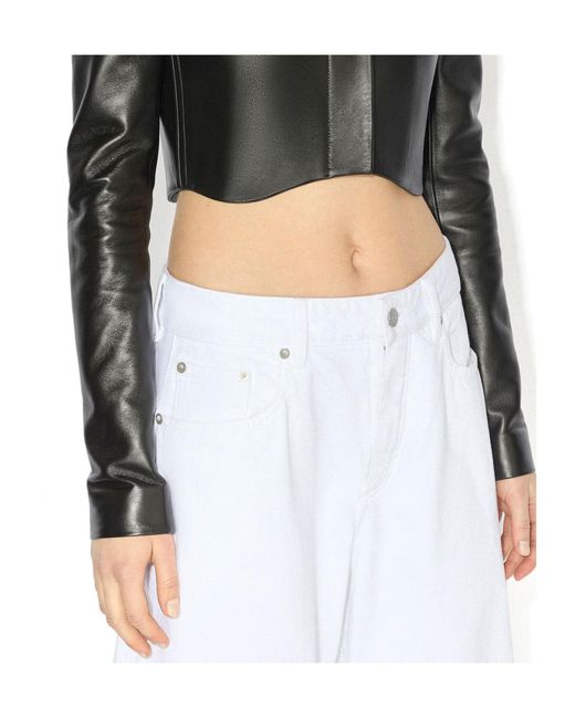 Alaïa White Alaïa High-Waisted Wide-Leg Jeans