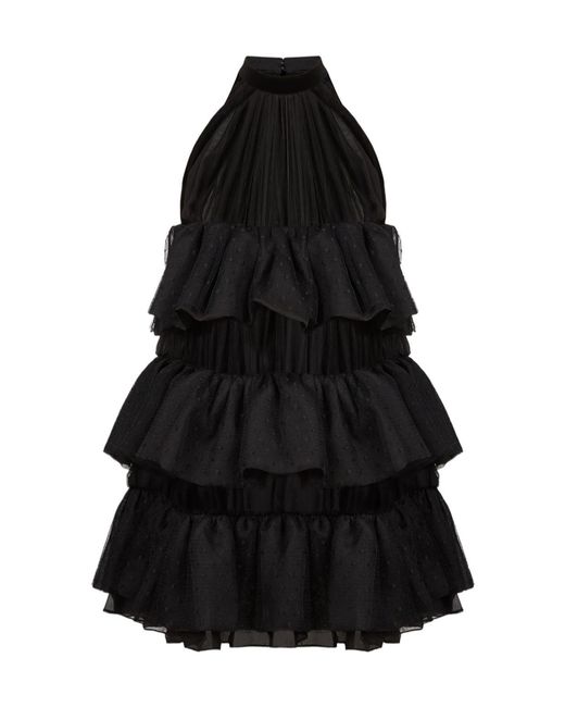 Nina Ricci Black Halterneck Tiered Mini Dress